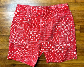 1970年代 80年代 ヴィンテージ ショーツ 赤いバンダナプリント スモール ウエスタン ショーツ