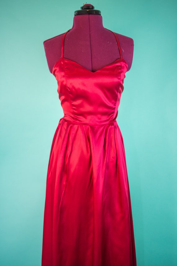 1970s 26W Red Halter Dress Evening Gown Set JC Pe… - image 3