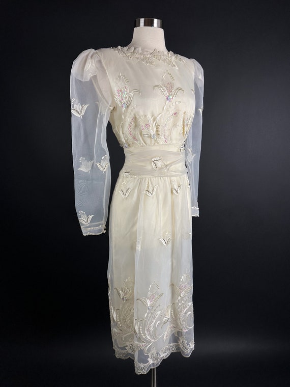 Late 1970s 1980s Formal and or Wedding Dress Smal… - image 3