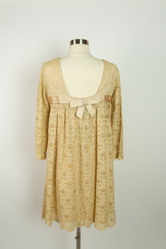 Vintage 1960s 34B Beige Lace Babydoll Dress Small… - image 1