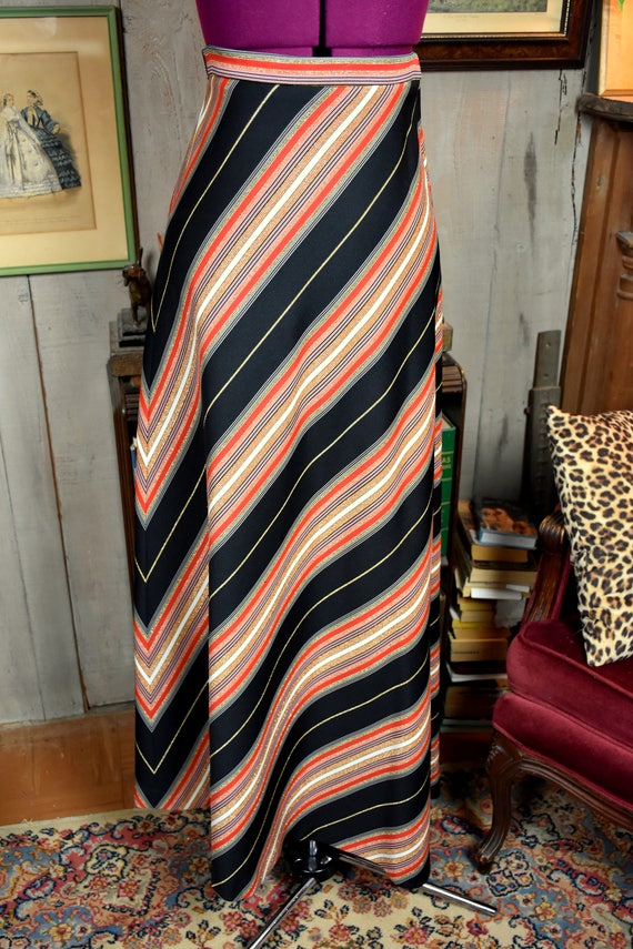 1960s 24W Striped Maxi Skirt - image 4