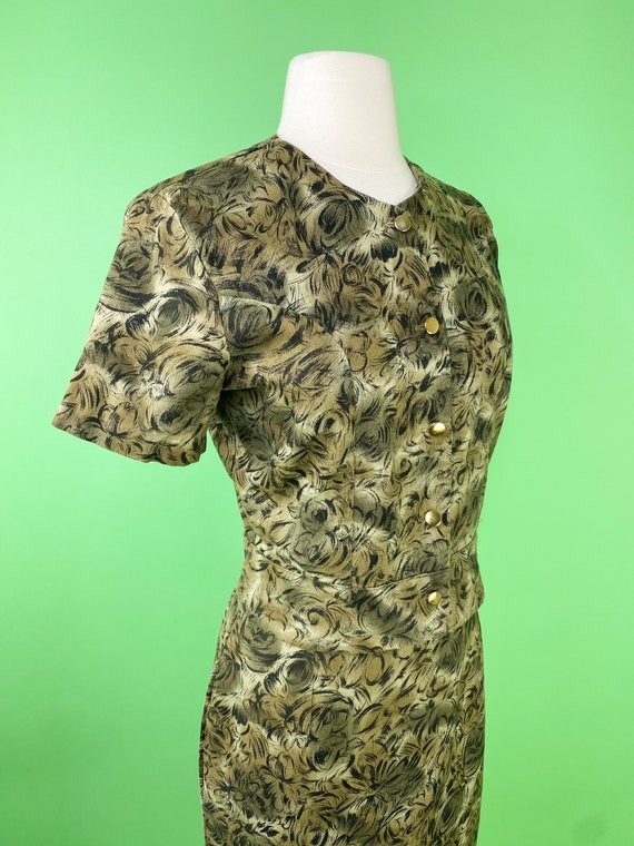 Vintage 1950s 1960s Small 26 Waist Olive Green Fl… - image 3