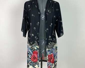 Vintage 1970s Black Floral Shrug