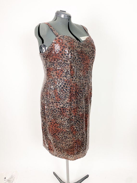 Vintage 1980s Leopard Sequin Mini Dress XXL 44W - image 2