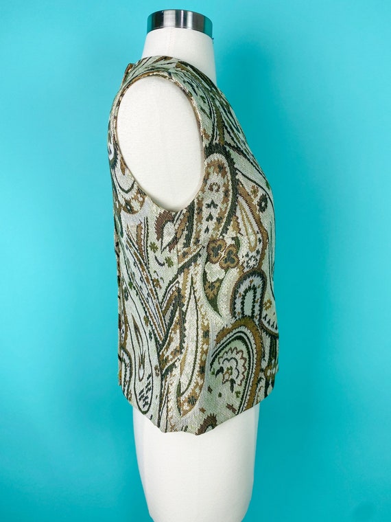 Vintage 1960s Metallic Paisley Top - image 7