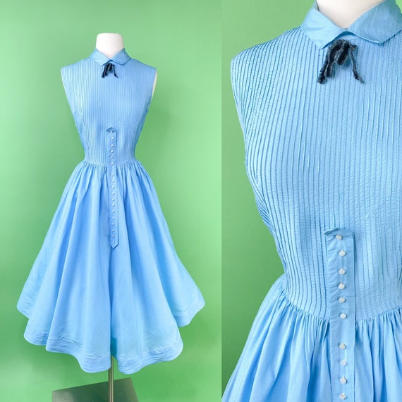 Vintage 1950s Blue Dress Medium