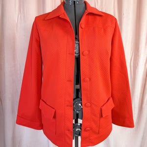 Vintage 1970er Jahre, rote Jacke XL Western Wear Waffel-Stoff