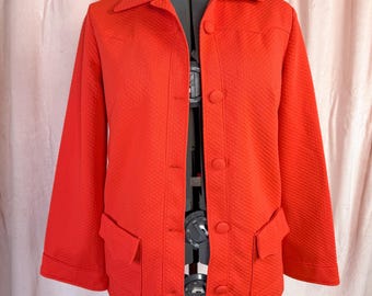 Chaqueta roja vintage de los años 70 XL, estilo western, de tela gofrada