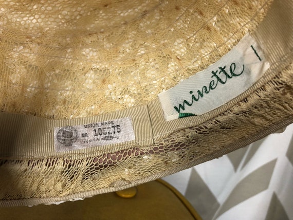 50s Straw Hat - White and Blush Pink - Vintage St… - image 9