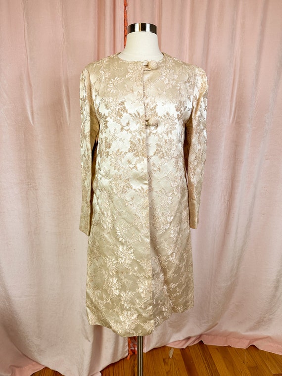 Vintage 1950s 60s Gold Brocade Coat - image 2