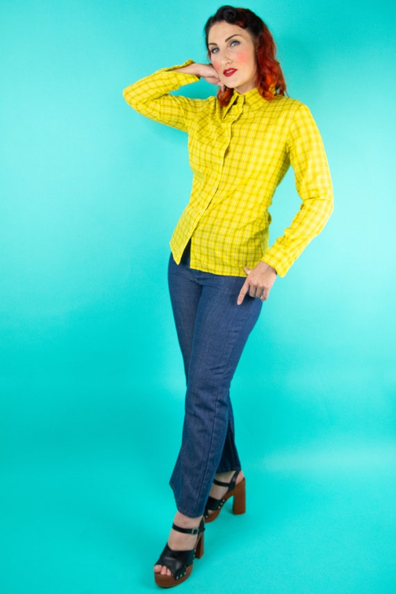 1970s Yellow Button Up Shirt Small Western - image 3