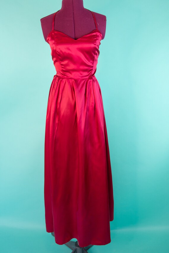1970s 26W Red Halter Dress Evening Gown Set JC Pe… - image 5