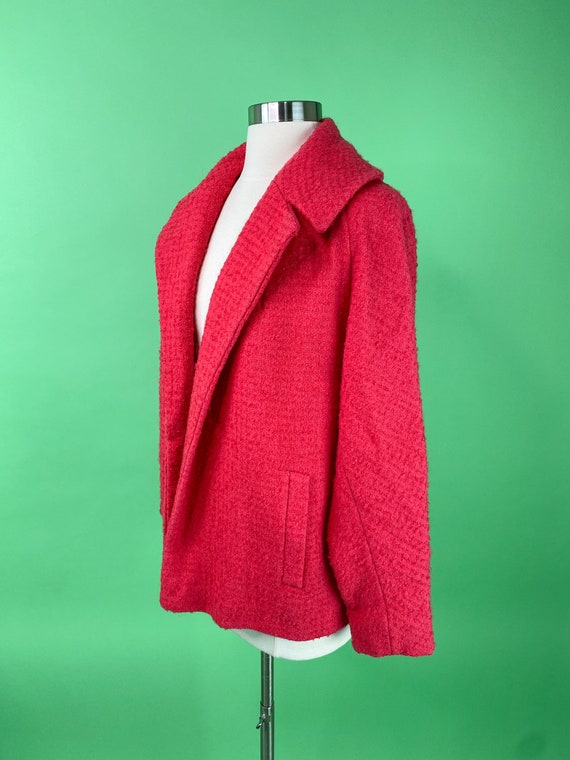 Vintage 1950s 60s Pink Fuchsia Wool Jacket medium… - image 2