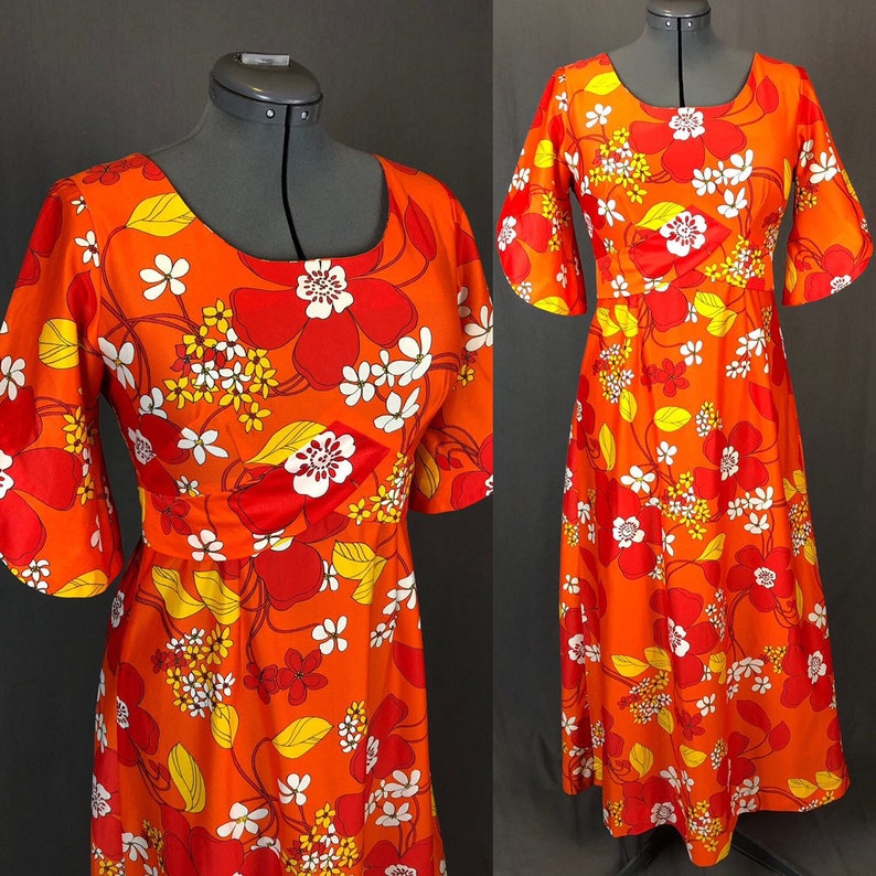 orange hawaiian dress