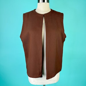 1970s Brown Vest Womens Vintage Unisex