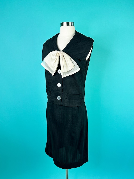 1950s 60s Black Skirt Top Set 30W - image 4