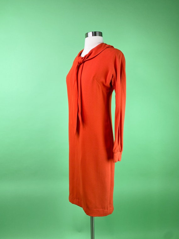 1960s Orange Dress XS 32 Bust Librarian Mod Style - image 4