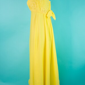 Vintage 1960s XS Yellow Maxi Dress Empire Waist image 8