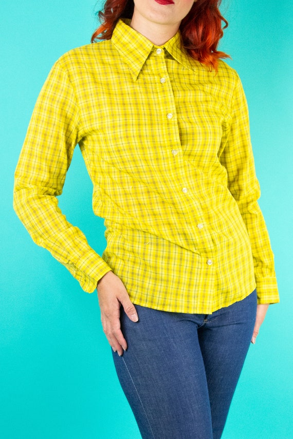 1970s Yellow Button Up Shirt Small Western - image 7