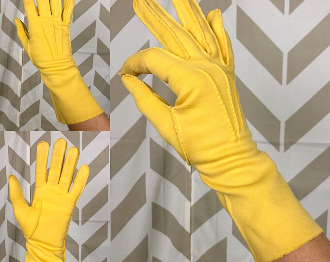 1940s Mustard Yellow Gloves 1940s Vintage Gloves Day Etsy