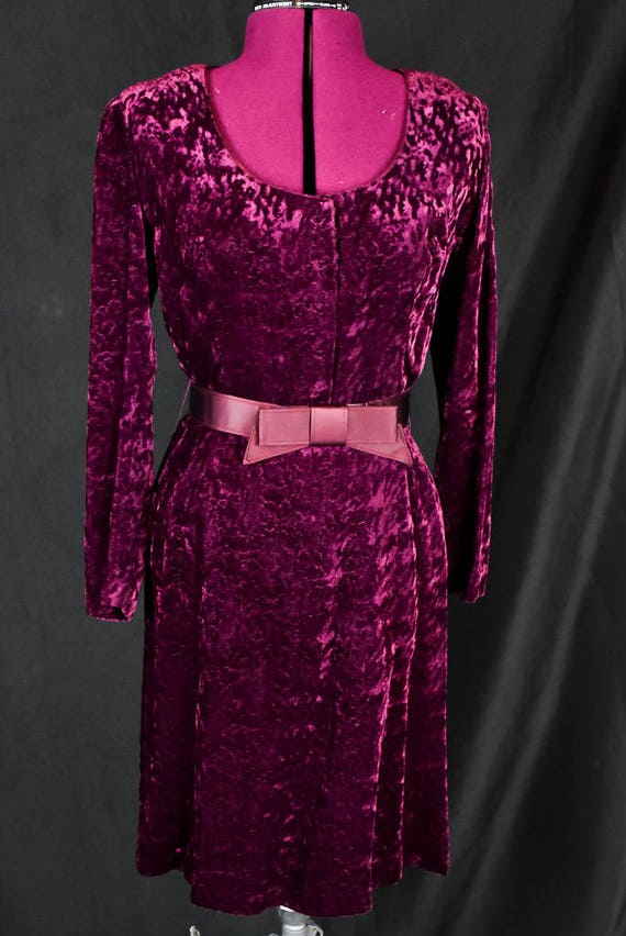 Vintage 1960s Burgundy Dress Medium - Purple Crush