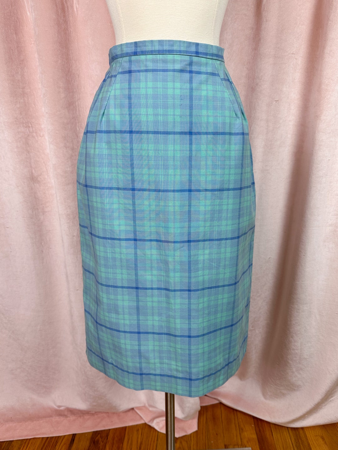 60’s Blue and Green Diagonal Striped Pencil Skirt by College Town of Boston main image 1
