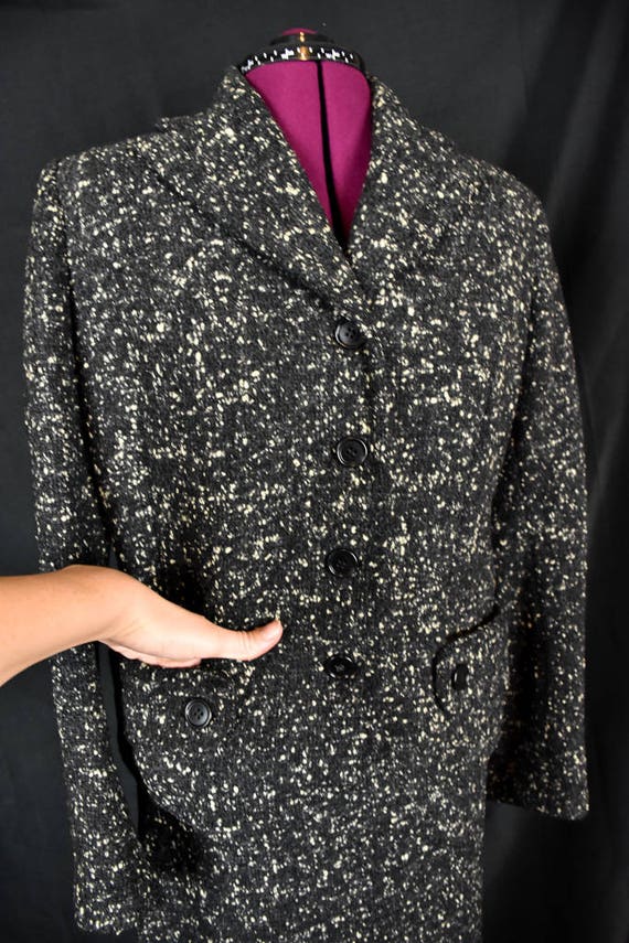 Vintage 1940s Skirt Suit Set Black White Womens S… - image 1