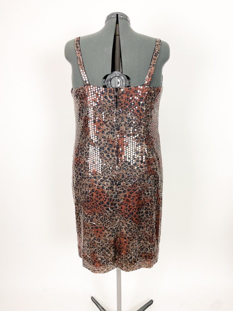 Vintage 1980s Leopard Sequin Mini Dress XXL 44W image 7