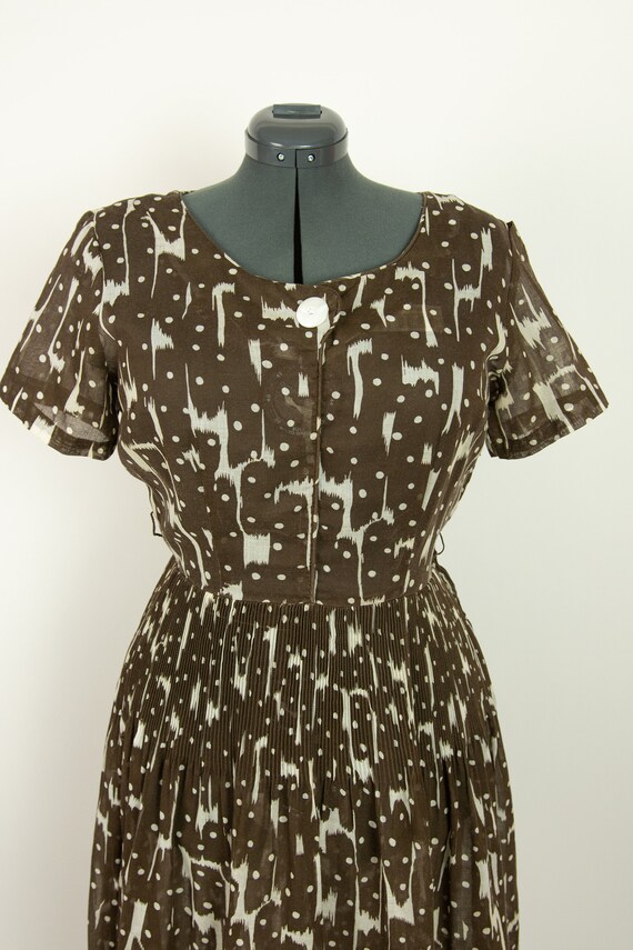 1940s Brown Polka Dot Dress 30W - image 4