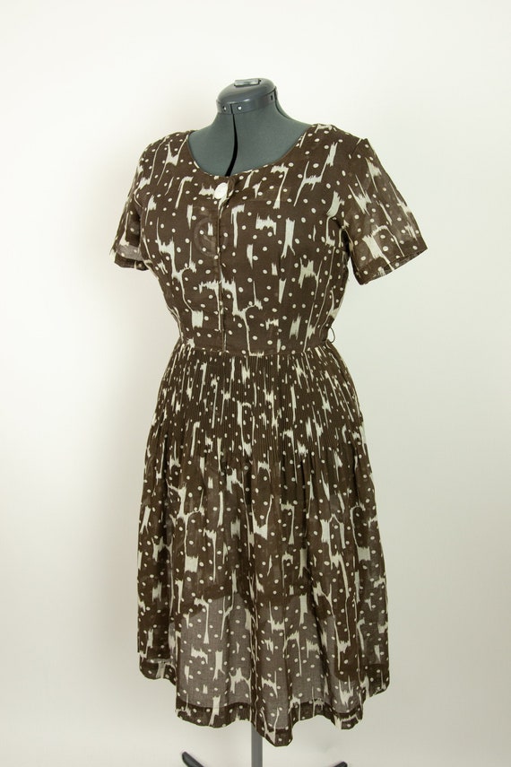 1940s Brown Polka Dot Dress 30W - image 2