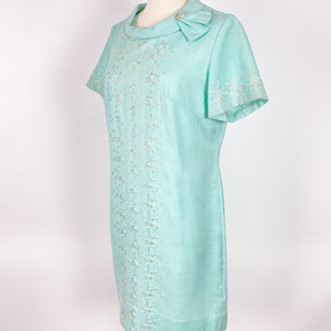 Vintage 1960s 34W Aqua Blue Dress