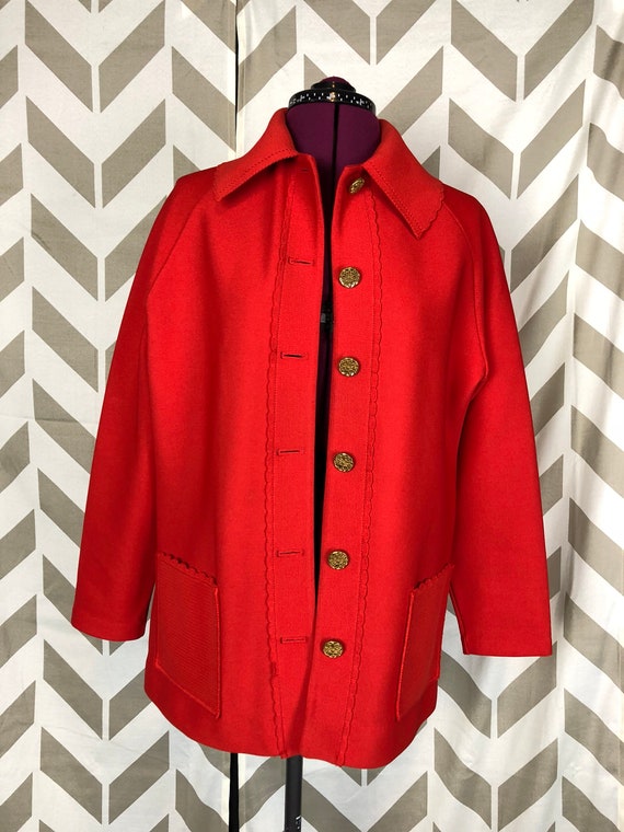 Vintage années 1960 Bright Red Coat fr 60s Mod Coat France Années 1920 mari et femme Manteaux de laine en dehors de | Etsy