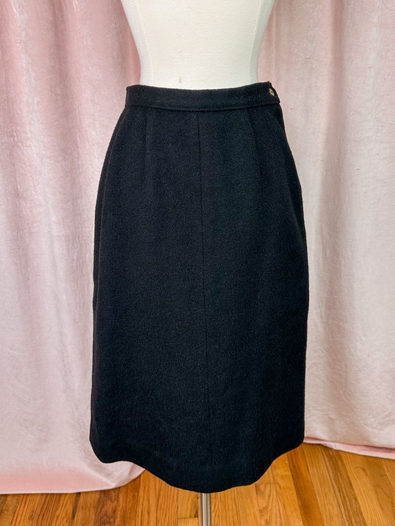 Vintage 1950s Black Wool Pencil Skirt