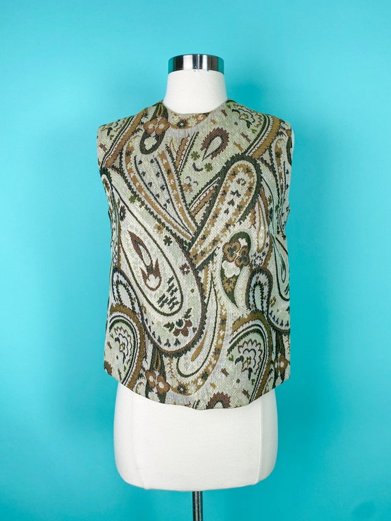 Vintage 1960s Metallic Paisley Top - image 2