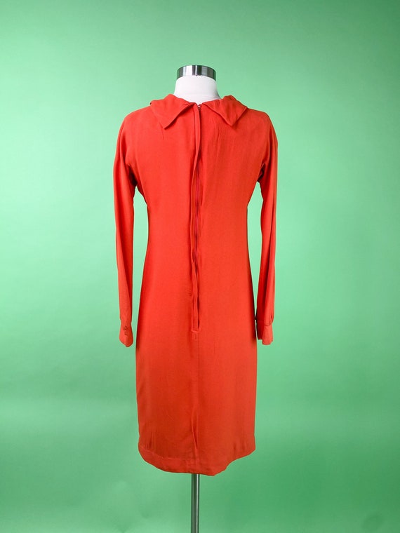 1960s Orange Dress XS 32 Bust Librarian Mod Style - image 5