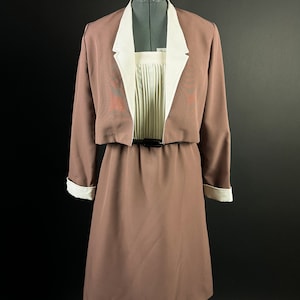 1970s Clay Brown Dress Set Medium Secretary Teacher Style