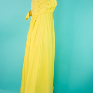 Vintage 1960s XS Yellow Maxi Dress Empire Waist image 6