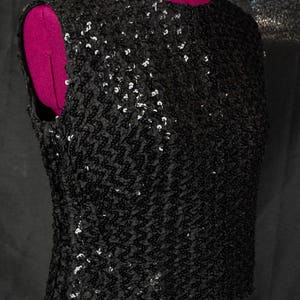 1950s Black Sequin Top - Medium - Pinup Top - Black Sequin Shirt