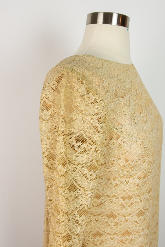 Vintage 1960s 34B Beige Lace Babydoll Dress Small… - image 7