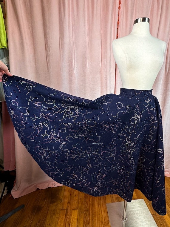 Buy Vintage 1950s Navy Blue Felt Circle Skirt Metallic Strips  