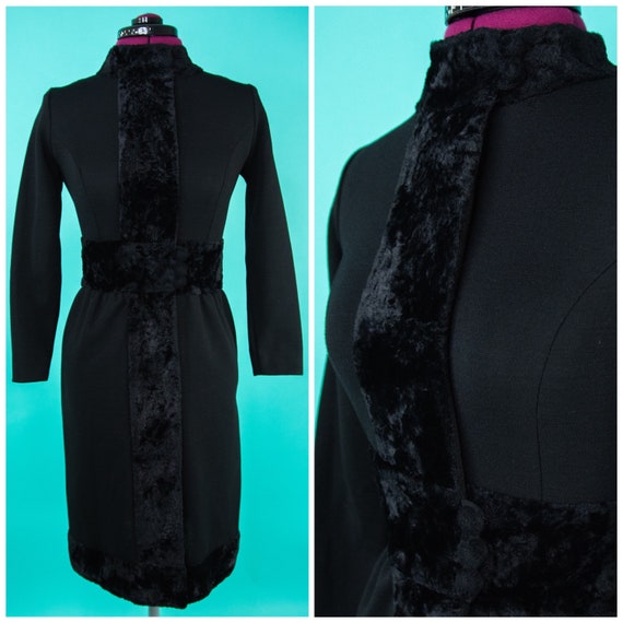 1960s Dress - Black Dress - Mod Dress - Small - Fa