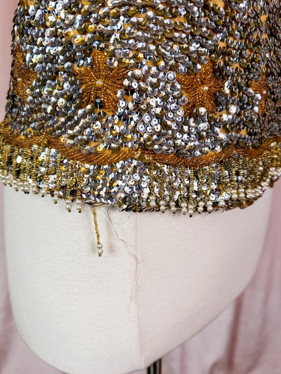 Vintage 1950s 60s Gold and Silver Sequin Beaded S… - image 8