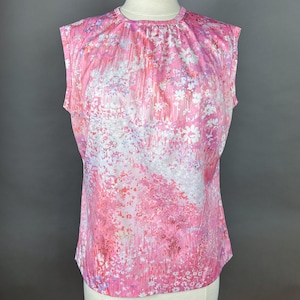 1960s 70s Pink Sleeveless Top Large XL