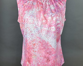 Blusa rosa sem mangas estilo anos 60/70, tamanho G/GG.