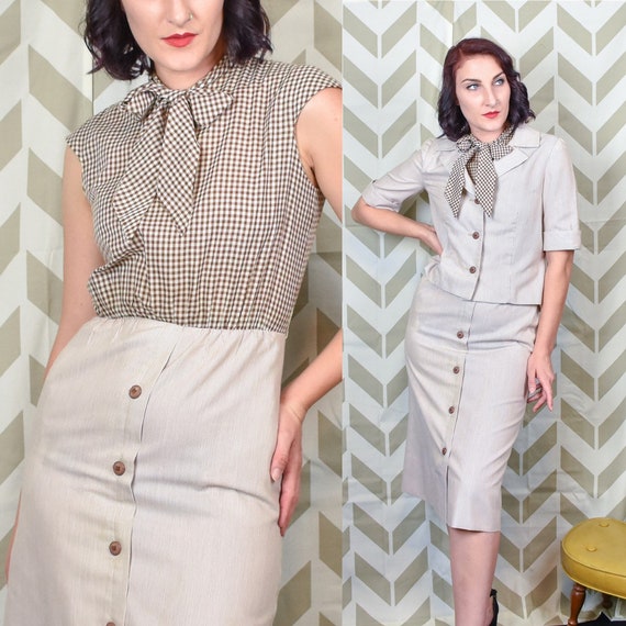 1950s 60s Small Gingham Dress - Vintage Neiman Mar