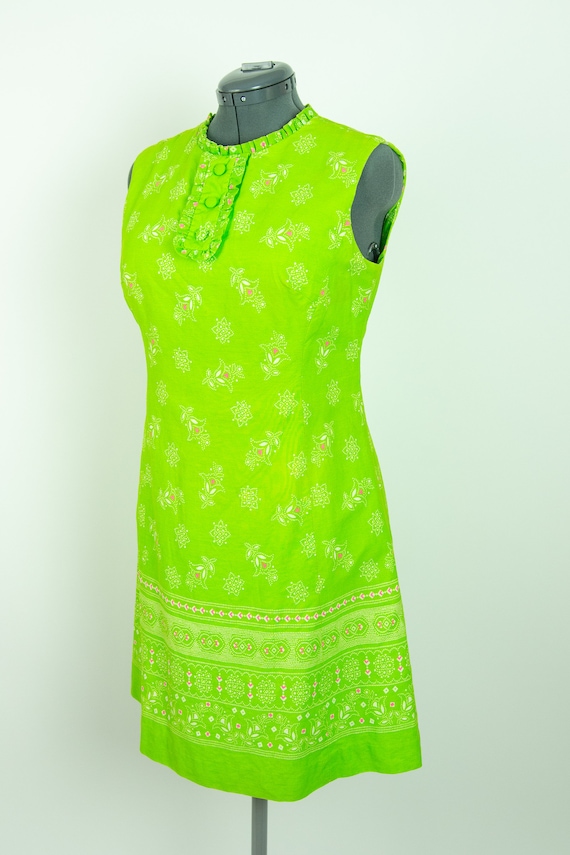 Vintage 1960s 34W Lime Green Reversible Dress Med… - image 3