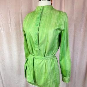 Vintage 1970s Green Tunic Blouse Womens Top 38 Bust
