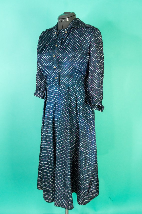 1950s Medium Dress Eve Carver 29W 30W Navy Blue - image 1