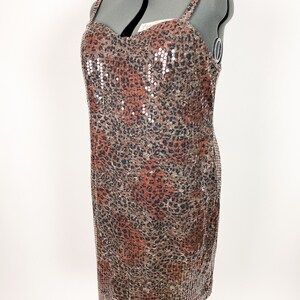 Vintage 1980s Leopard Sequin Mini Dress XXL 44W image 5