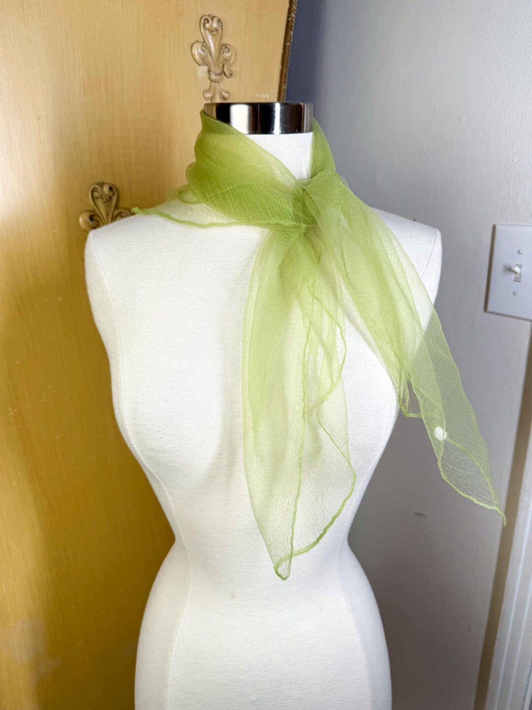 Nilon Scarf Vintage 1950s 60s Lime Green Sheer Nylon Scarf - Etsy